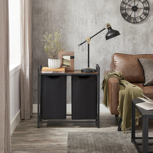 2-Compartment Laundry Basket - Metal Frame with Oxford Fabric Bags | The Couple Corner