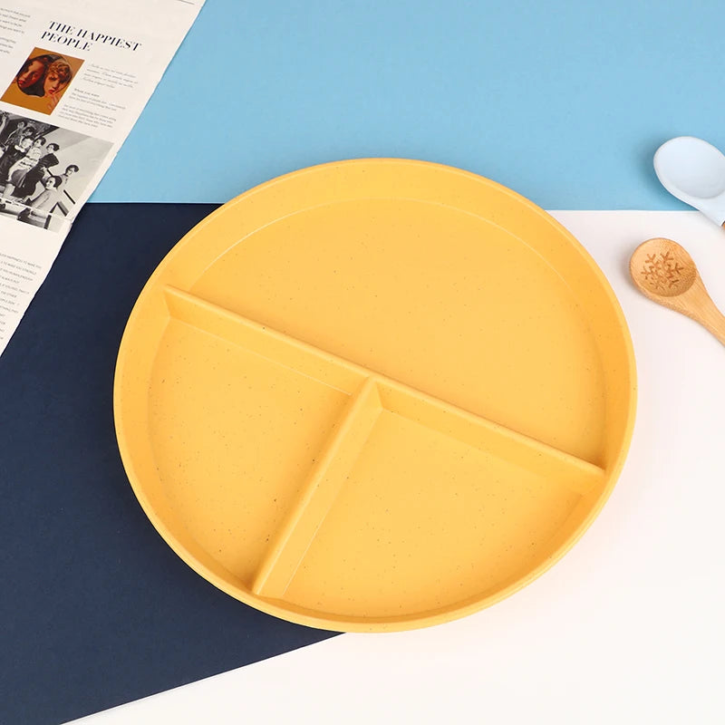 3-Compartment Divided Dinner Plate - Portion Control Plate for Couples - Yellow | The Couple Corner
