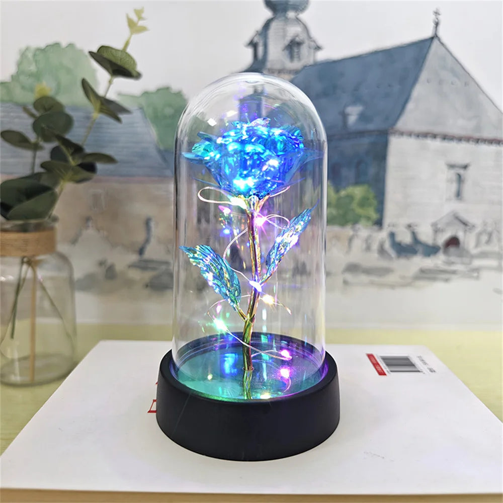 Eternal Rose with LED Light in Acrylic Cover - Valentine's & Anniversary Gift - Blue | The Couple Corner