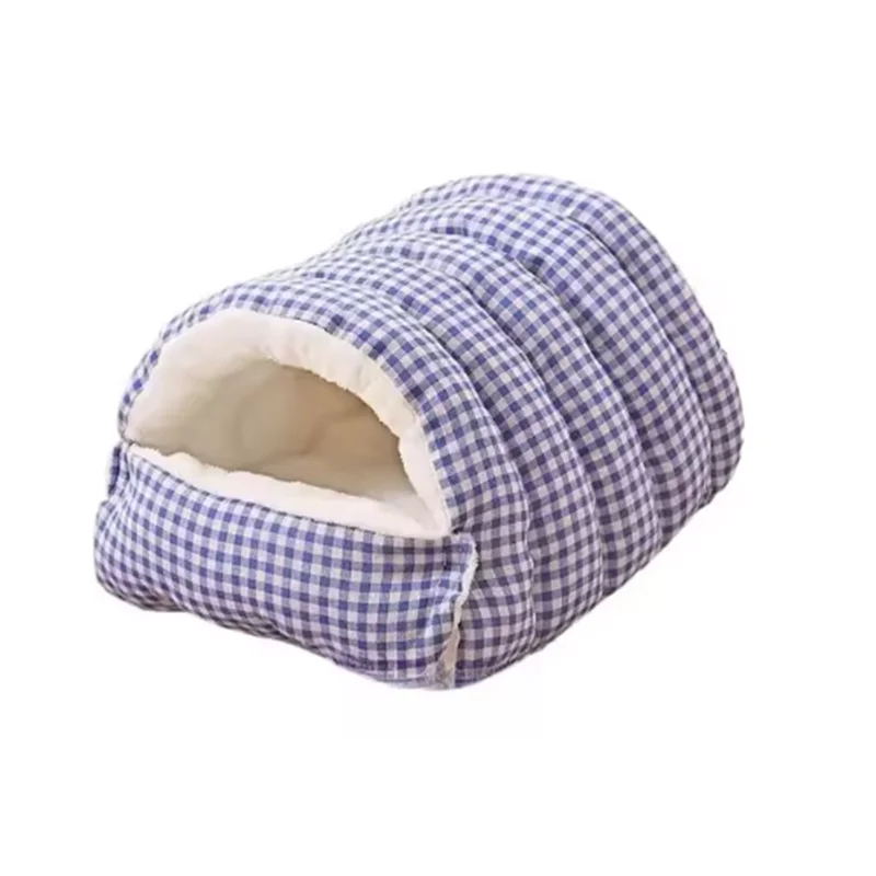Closed Pet Bed with Removable Cover - Four Seasons Warm Plaid Bed for Cats & Dogs | Pet Bed The Couple Corner