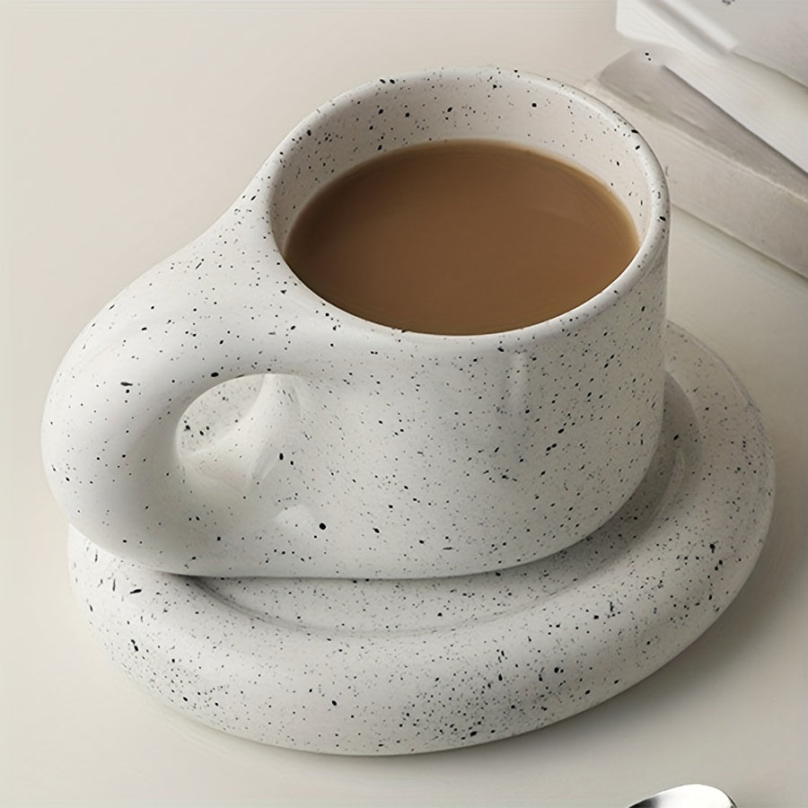 Couple's Chubby Mug Set - 10oz Ceramic Cups with Saucers for Shared Coffee Rituals & Cozy Morning Moments | The Couple Corner