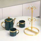 Couples Mug Display Rack - Vertical Double-Layer Holder for Shared Coffee Stations & Relationship Rituals