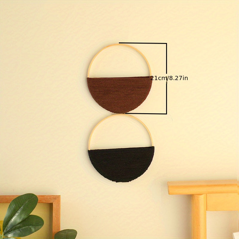 Macrame Circle Wall Art Set for Couples - Handmade Boho Wall Hanging for Bedroom & Living Room Decor