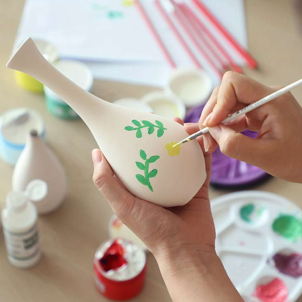 Modern Farmhouse Ceramic Vase Set of 6 - Rustic White Cylinder Vases for Pampas Grass & Dried Florals, Couples Home Decor for Shelves & Tables