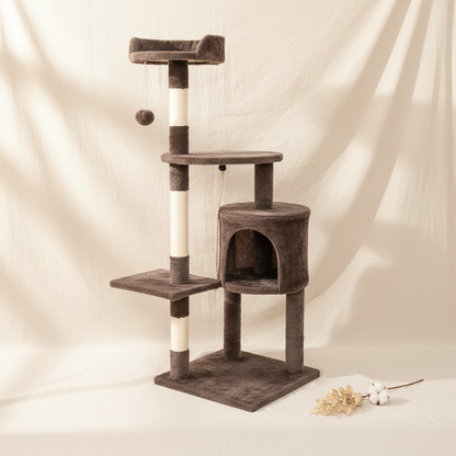 5-Tier Cat Tree Tower - Climbing Frame with Scratching Posts & Condos - | The Couple Corner