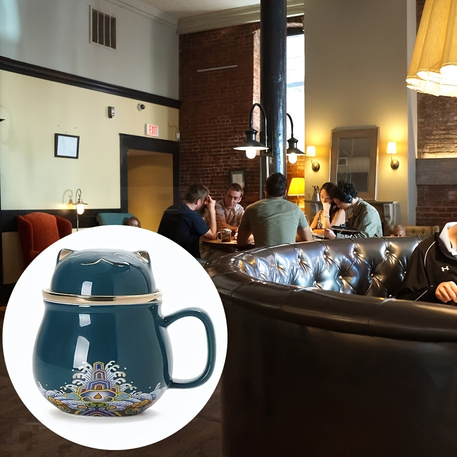 Matching Fortune Cat Tea Mug Set - Ceramic Cups with Infuser for Couples' Morning Rituals & Cozy Moments | The Couple Corner