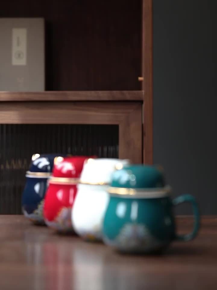 Matching Fortune Cat Tea Mug Set - Ceramic Cups with Infuser for Couples' Morning Rituals & Cozy Moments | The Couple Corner