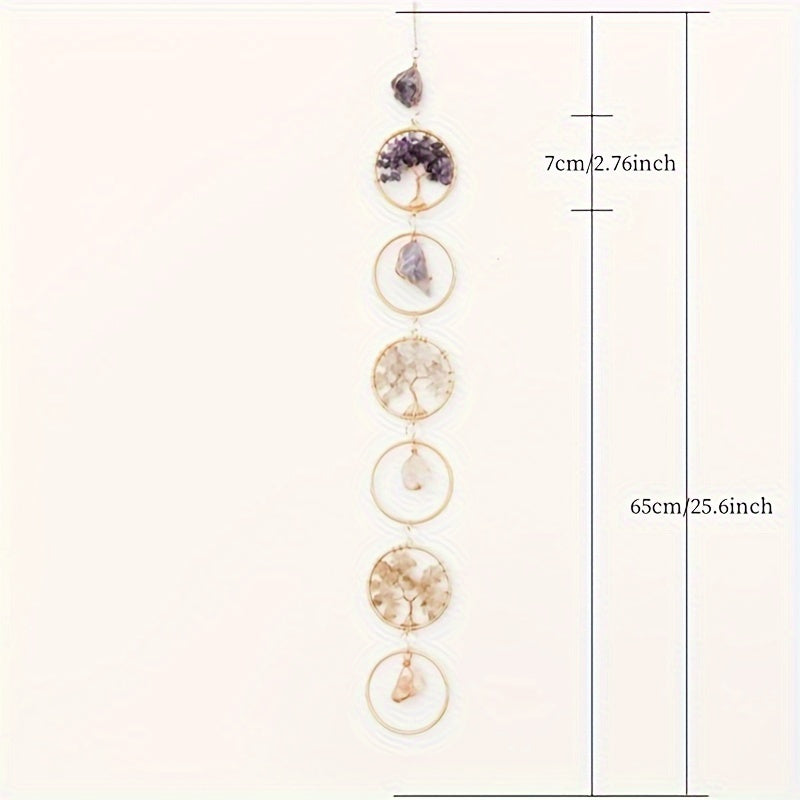 Tree of Life Sun Catcher for Couples - Gold & Purple Crystal Wind Chime for Shared Spaces & Relationship Blessings