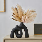 Art Deco Couples Vase - Modern Ceramic Cylinder for Romantic Flower Arrangements & Anniversary Gifts