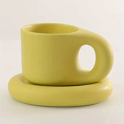 Couple's Chubby Mug Set - 10oz Ceramic Cups with Saucers for Shared Coffee Rituals & Cozy Morning Moments | The Couple Corner