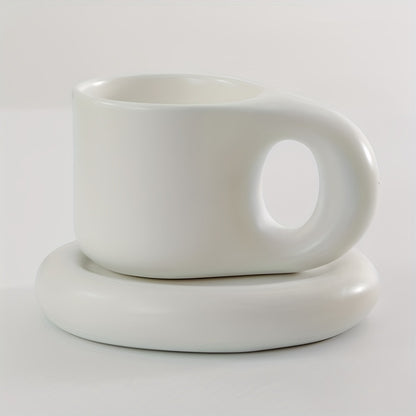 Couple's Chubby Mug Set - 10oz Ceramic Cups with Saucers for Shared Coffee Rituals & Cozy Morning Moments | The Couple Corner