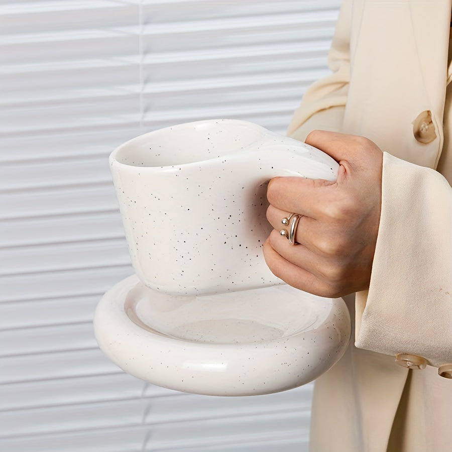 Couple's Chubby Mug Set - 10oz Ceramic Cups with Saucers for Shared Coffee Rituals & Cozy Morning Moments | The Couple Corner