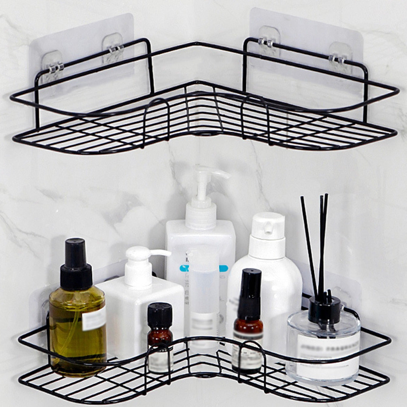 No-Drill Shower Shelf - Corner Organizer for Couples' Shared Bathroom | The Couple Corner