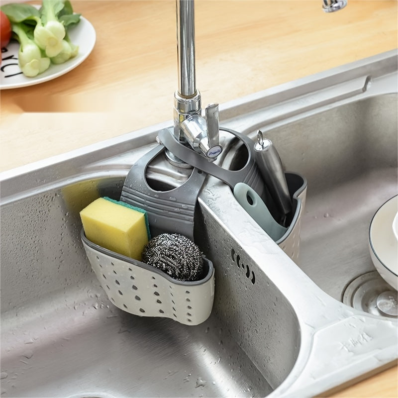 Couples Kitchen Sponge Organizer - Adjustable Strap Rack for Shared Sink Spaces & Cleaning Harmony