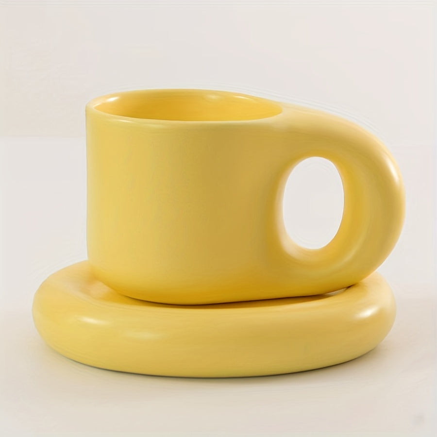 Couple's Chubby Mug Set - 10oz Ceramic Cups with Saucers for Shared Coffee Rituals & Cozy Morning Moments | The Couple Corner