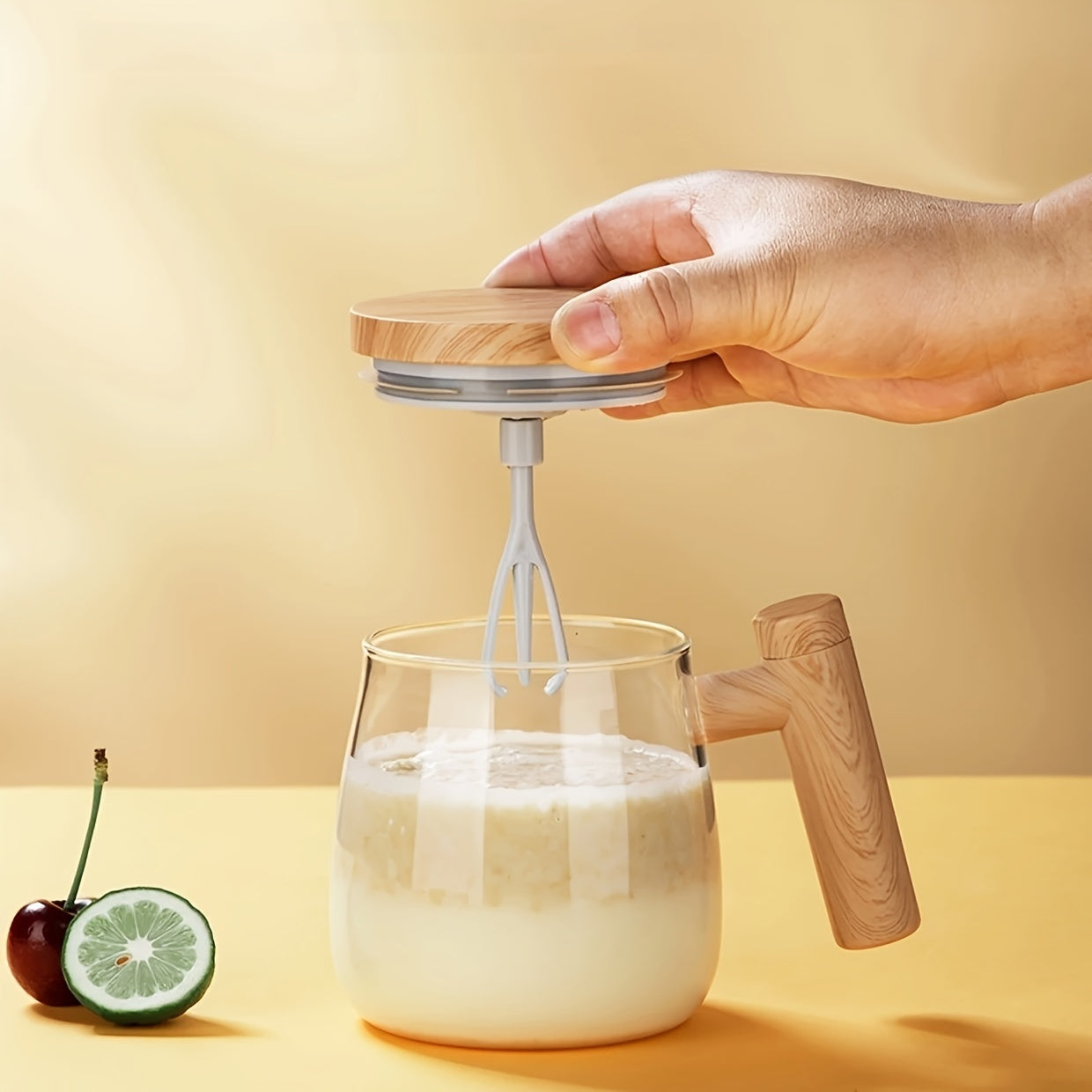 Electric Self-Stirring Mug - 400ml Glass Coffee & Protein Powder Mixer | The Couple Corner