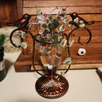 Romantic Bird Terrarium for Couples - Vintage Iron Frame Glass Planter for Shared Desks & Home Gardens