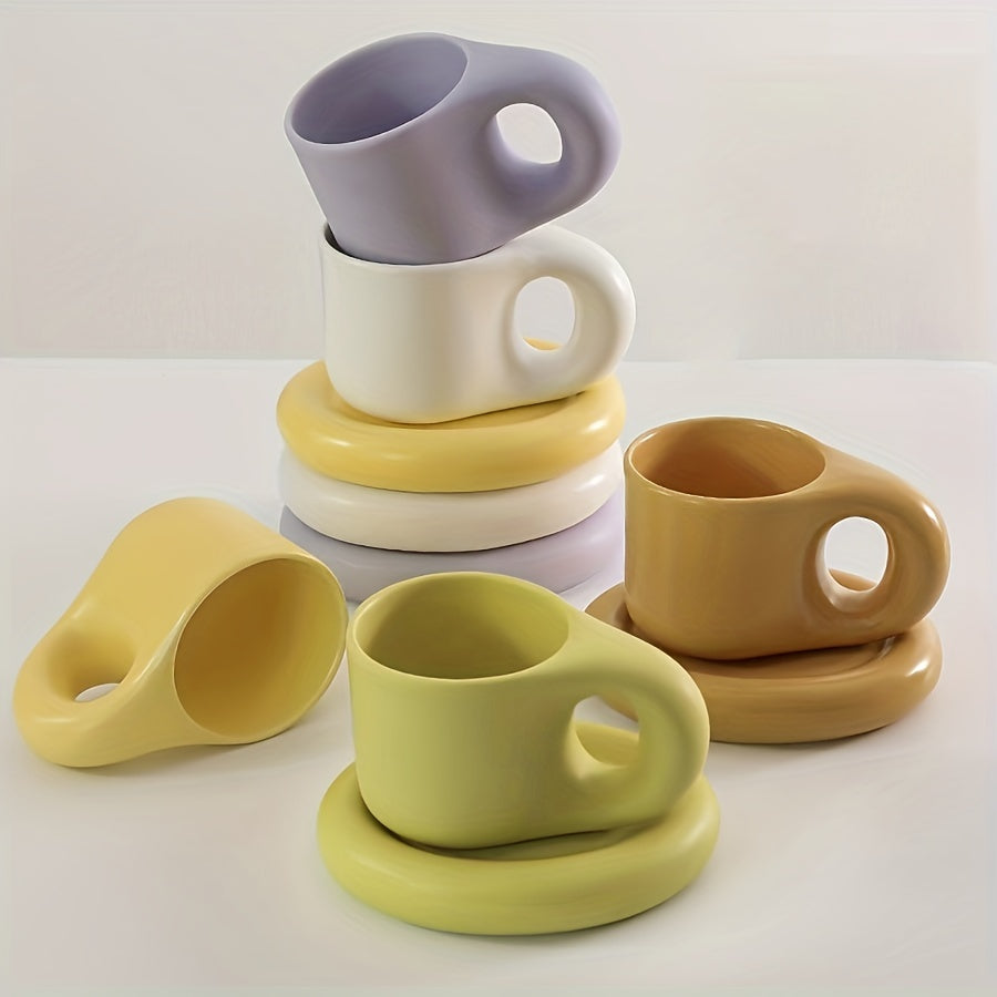 Couple's Chubby Mug Set - 10oz Ceramic Cups with Saucers for Shared Coffee Rituals & Cozy Morning Moments | The Couple Corner