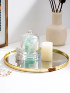 Gold Geometric Mirror Tray - Nordic Jewelry Organizer Dish