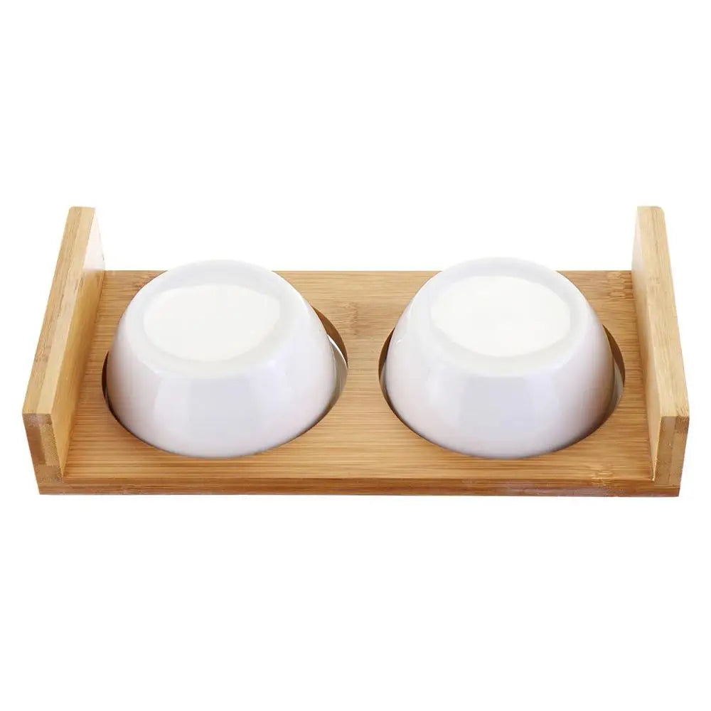 Ceramic Pet Bowl with Bamboo Frame - Anti-Slip Food & Water Bowl for Cats & Dogs | Pet Feeding Bowl The Couple Corner