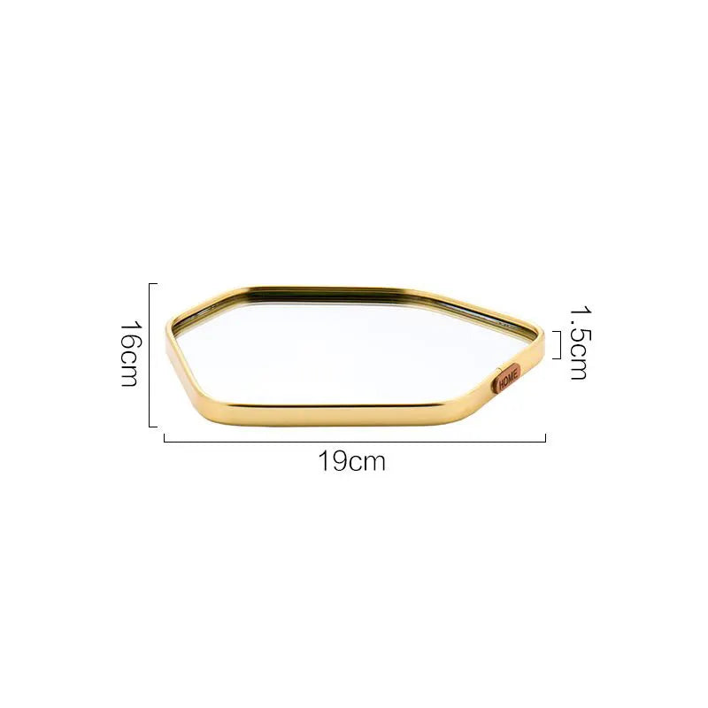 Gold Geometric Mirror Tray - Nordic Jewelry Organizer Dish | The Couple Corner