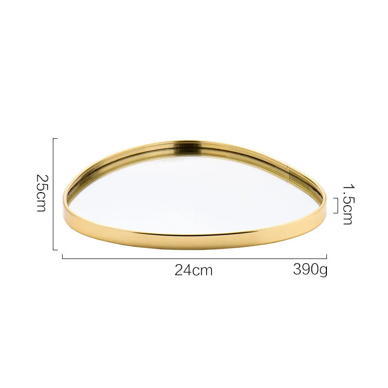 Gold Geometric Mirror Tray - Nordic Jewelry Organizer Dish