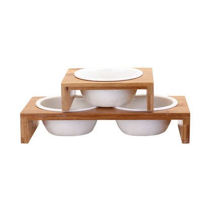 Ceramic Pet Bowl with Bamboo Frame - Anti-Slip Food & Water Bowl for Cats & Dogs | Pet Feeding Bowl The Couple Corner