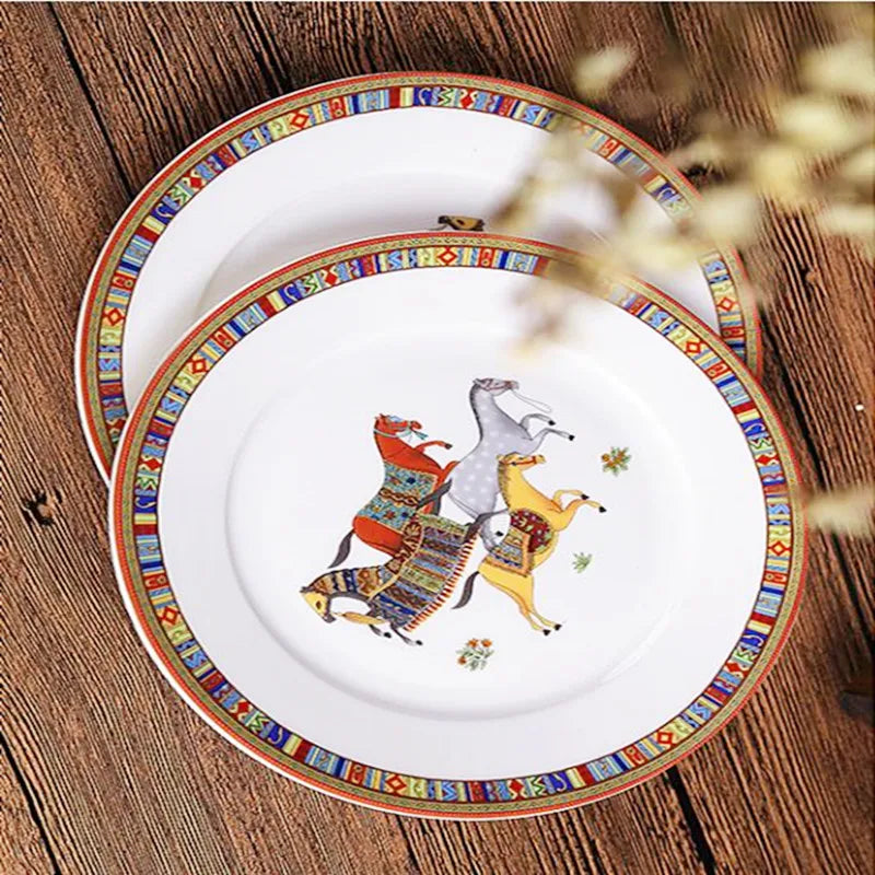 Horse Design Bone China Plate - Dinner Salad Plate 8" 10"