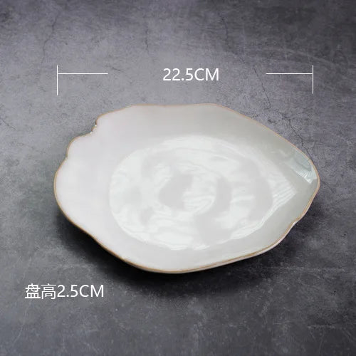 Nordic Ceramic Tableware Set - Irregular Bowls, Plates, Dishes