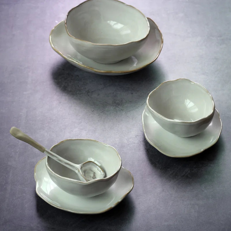 Nordic Ceramic Tableware Set - Irregular Bowls, Plates, Dishes