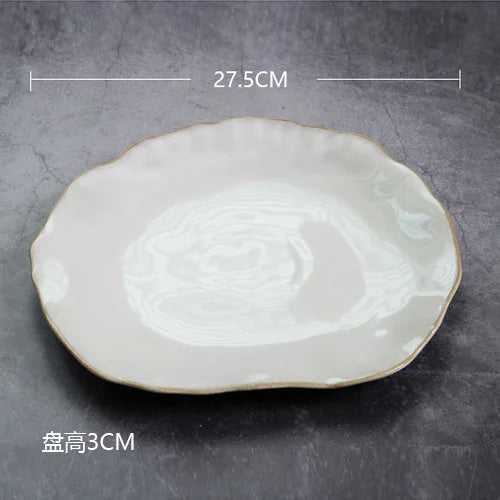 Nordic Ceramic Tableware Set - Irregular Bowls, Plates, Dishes
