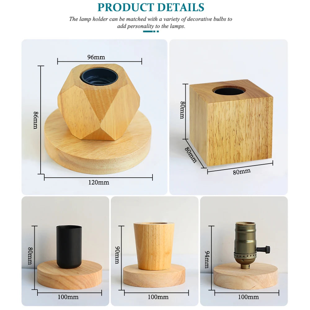 Couples' Modern Wood Table Lamp - Retro E27 Desk Light for Shared Bedside & Intimate Reading Moments