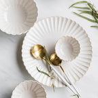 White Ceramic Dinnerware Set - Nordic Plates, Bowls, Mugs