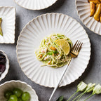 White Ceramic Dinnerware Set - Nordic Plates, Bowls, Mugs