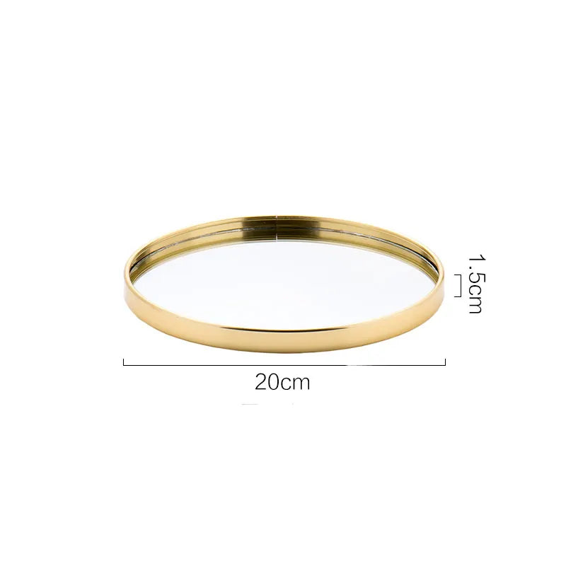 Gold Geometric Mirror Tray - Nordic Jewelry Organizer Dish