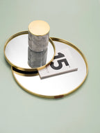 Gold Geometric Mirror Tray - Nordic Jewelry Organizer Dish