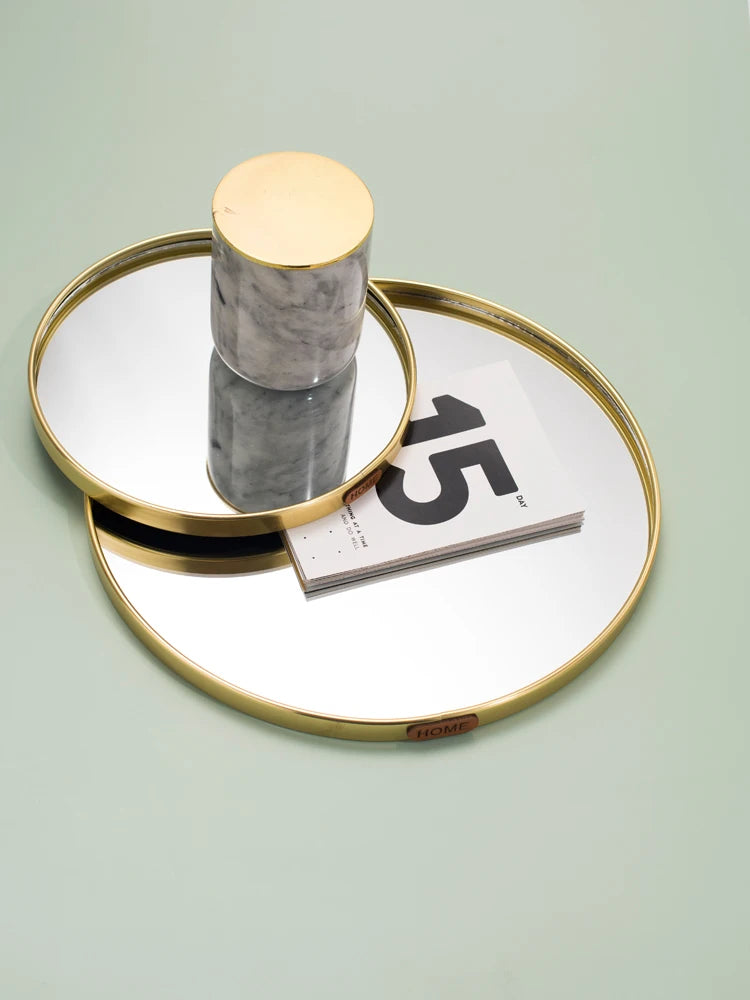 Gold Geometric Mirror Tray - Nordic Jewelry Organizer Dish