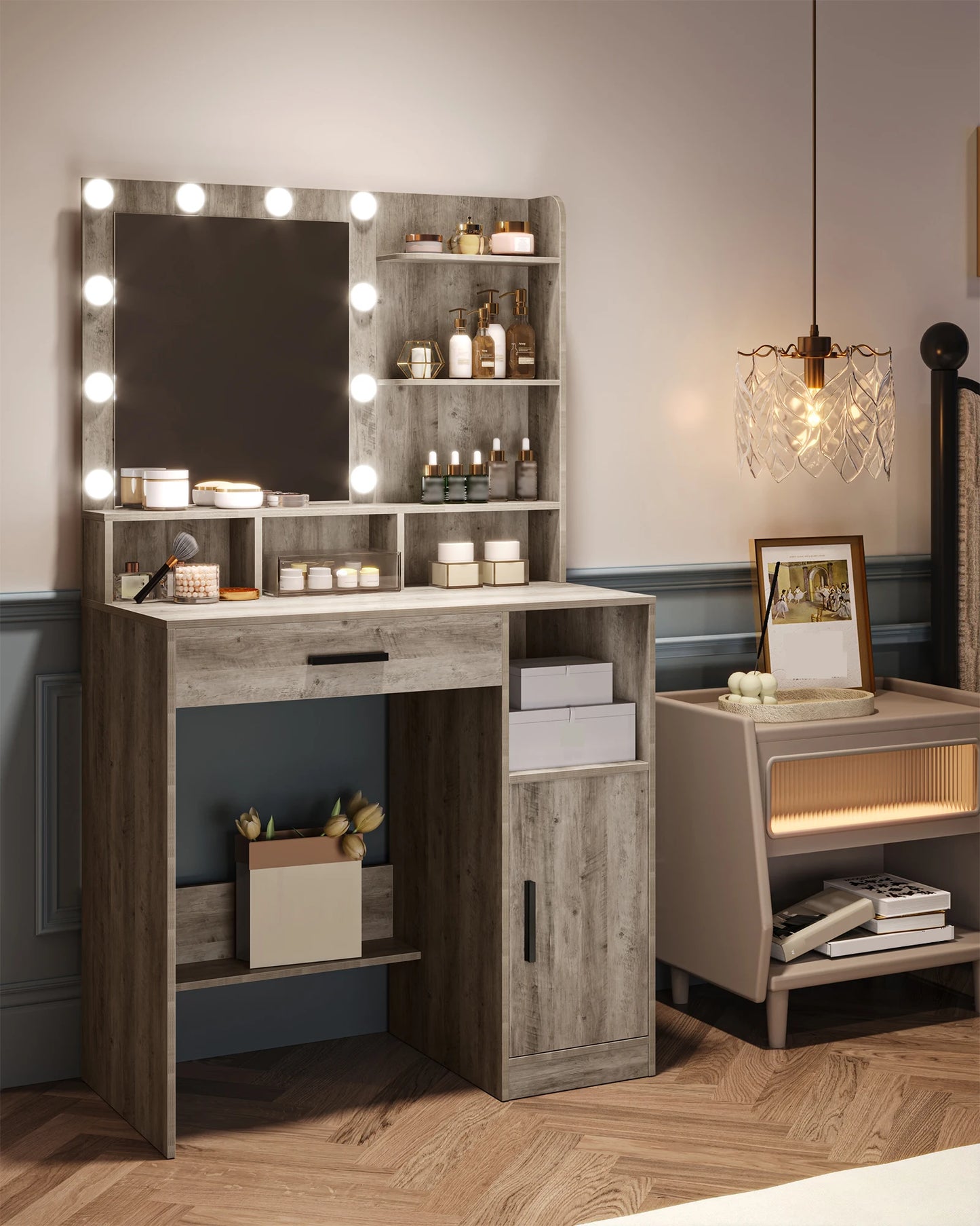 LED Vanity Table with Mirror - Dressing Table with Lights & Storage | The Couple Corner