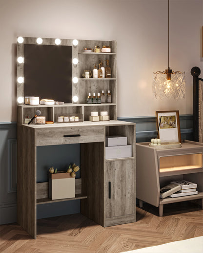 LED Vanity Table with Mirror - Dressing Table with Lights & Storage | The Couple Corner