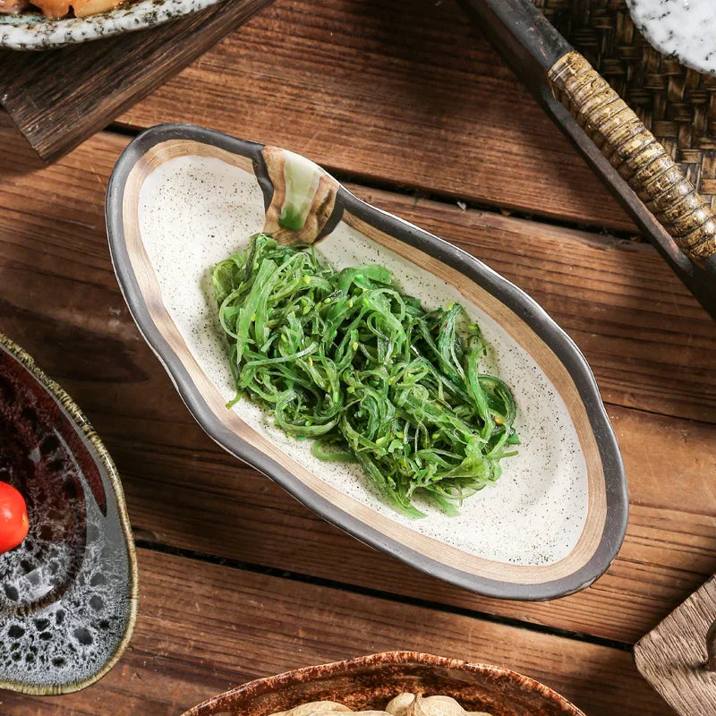 Japanese Ceramic Sushi Sashimi Plate - Oyster Shell Tableware for Couples | The Couple Corner