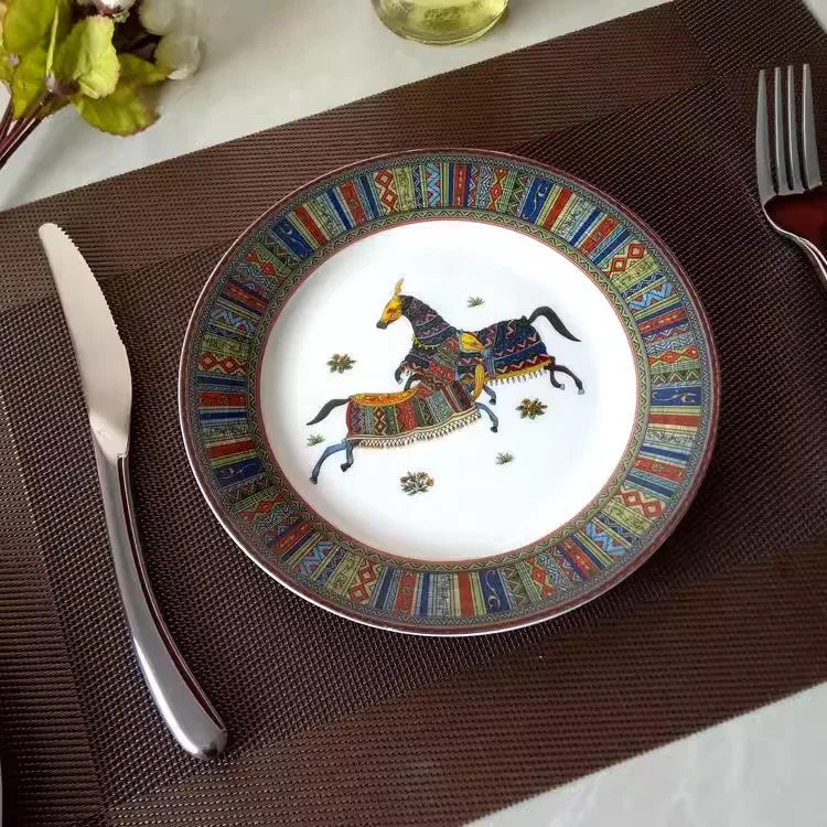 Horse Bone China Plate - Whimsical Dinner & Salad Plate for Couples' Table | The Couple Corner