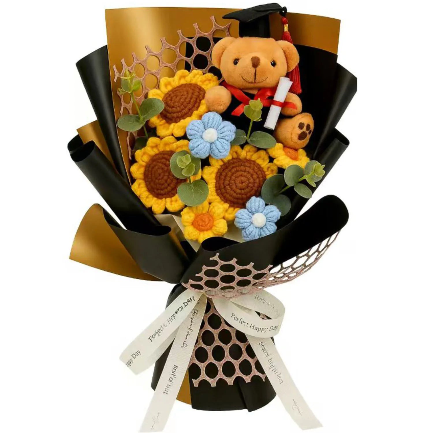 Handcrafted Crochet Sunflower Bouquet - Graduation Gift for Her | The Couple Corner