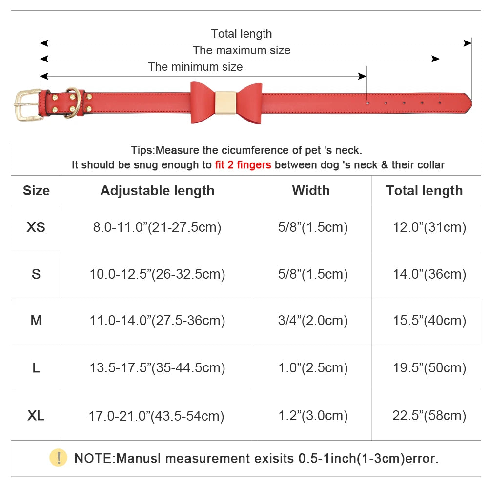 PU Leather Dog Collar with Bowtie - Gentleman Style for Small to Medium Dogs & Cats | Pet Collar The Couple Corner