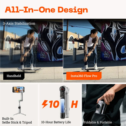 Insta360 Flow Pro - AI-Powered Gimbal Stabilizer for Smartphone, Apple DockKit Enabled, 360º Tracking, 3-Axis Stabilization | The Couple Corner