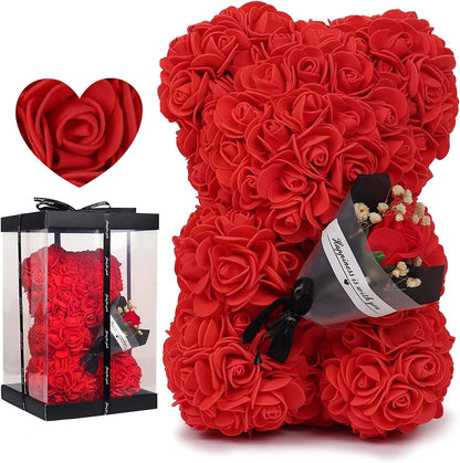 Eternal Flower Rose Bear in Gift Box - Valentine's & Anniversary Gift - Red with Gift Box | The Couple Corner