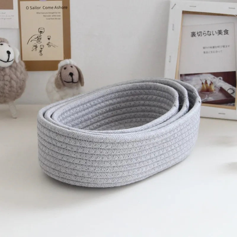 Nordic Cotton Rope Storage Baskets - Woven Organizer Box, Desktop Sundries