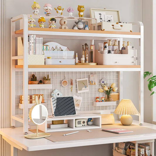 Multi-Layer Desktop Bookshelf - Wrought Iron & Wood Organizer for Couples | The Couple Corner