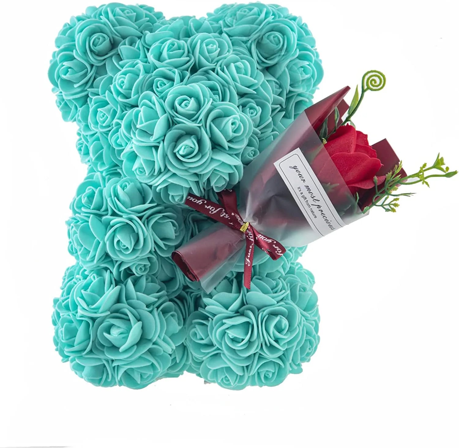Eternal Flower Rose Bear in Gift Box - Valentine's & Anniversary Gift - Peacock Blue with Gift Box | The Couple Corner