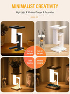 Gravity Defying Levitating LED Bulb - Wireless Charging Desk Lamp for Couples' Modern Bedroom