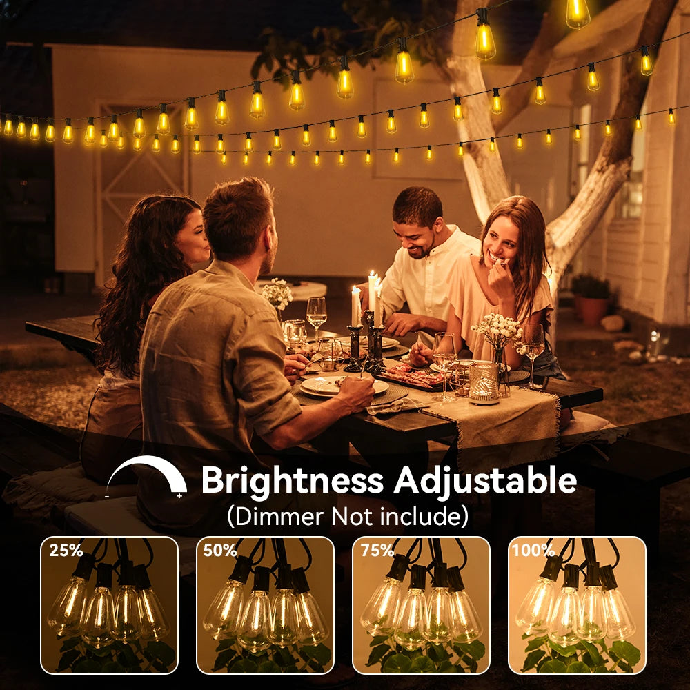 Outdoor String Lights ST38 - Shatterproof LED Patio Lights 2200K Warm White for Garden & Backyard | The Couple Corner
